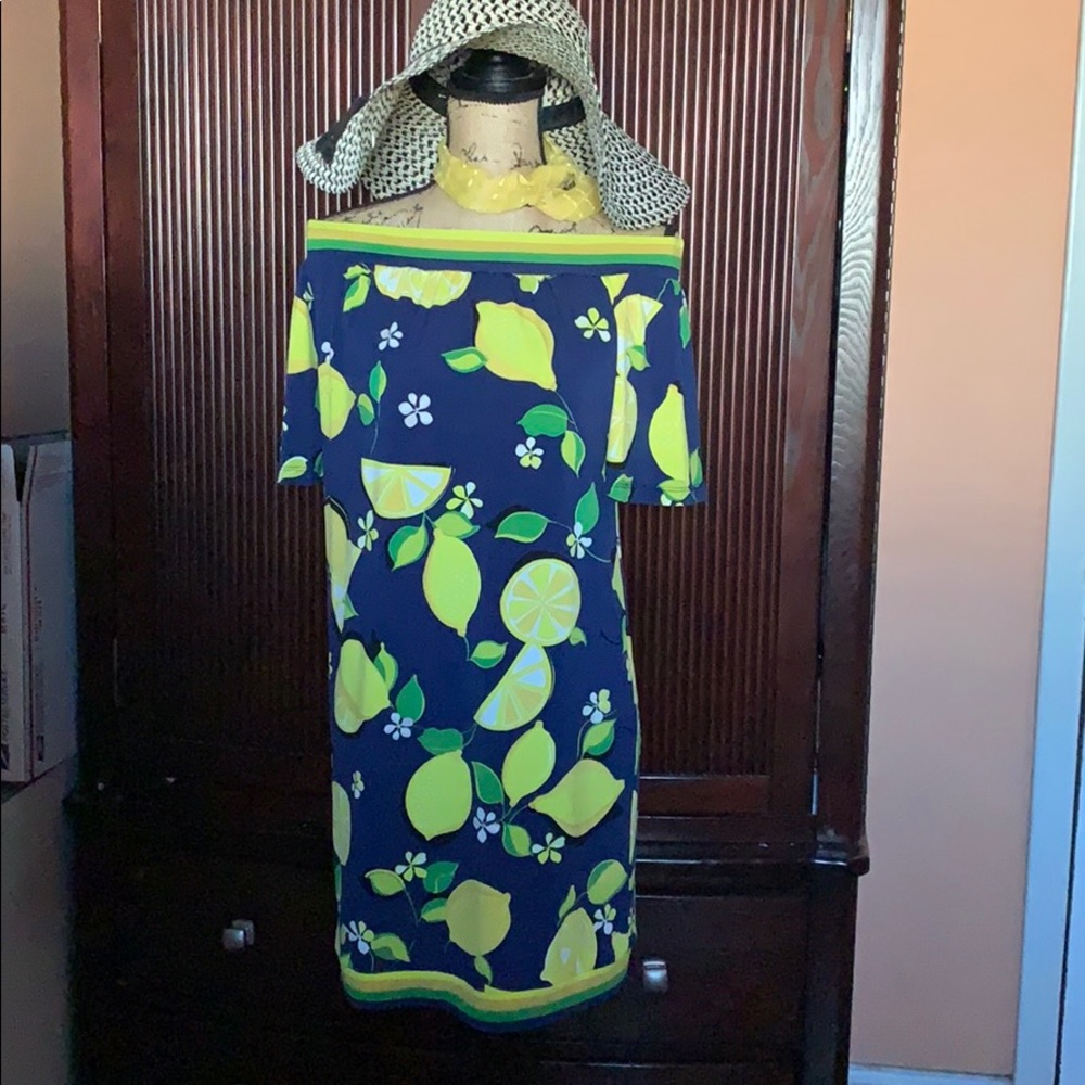 NWT Trina Turk Lemon Print Sheath Dress